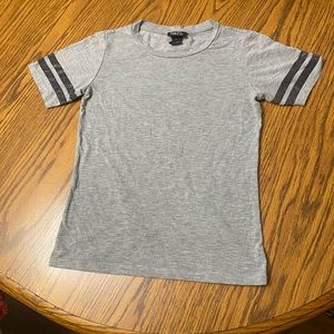 Faded Glory Gray and Black Short Sleeve Tee with Sporty Stripes